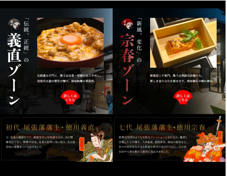 金シャチ横丁の「義直ゾーン」と「宗春ゾーン」