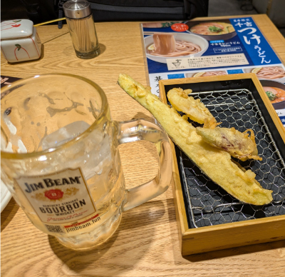 千吉の天ぷらとドリンク